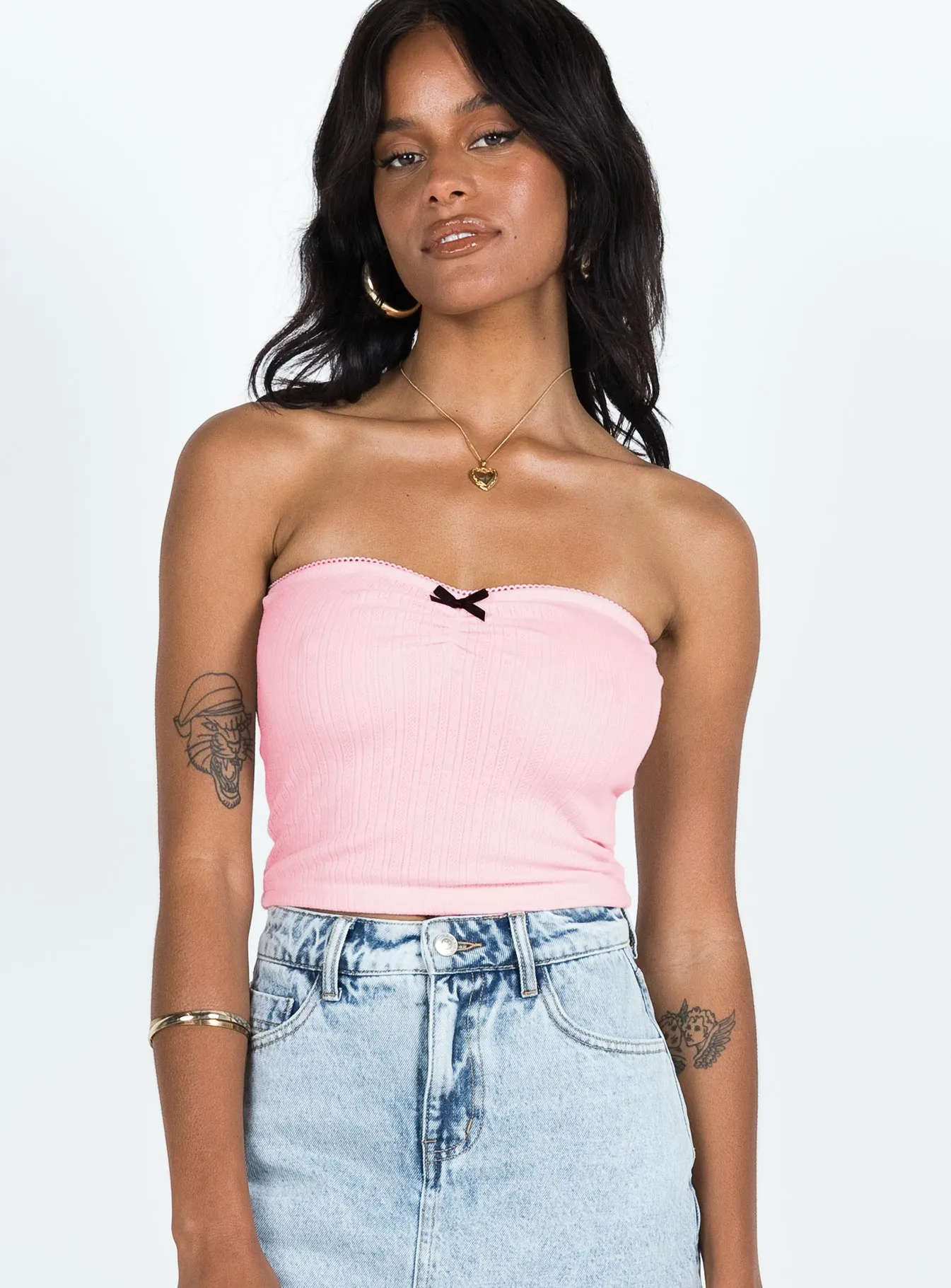Tari Tube Top Pink VNeckReinforcement Anti Odor Finish