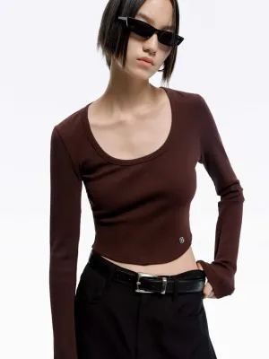 HighThreadCount Ribbed Knit Cropped T-shirt