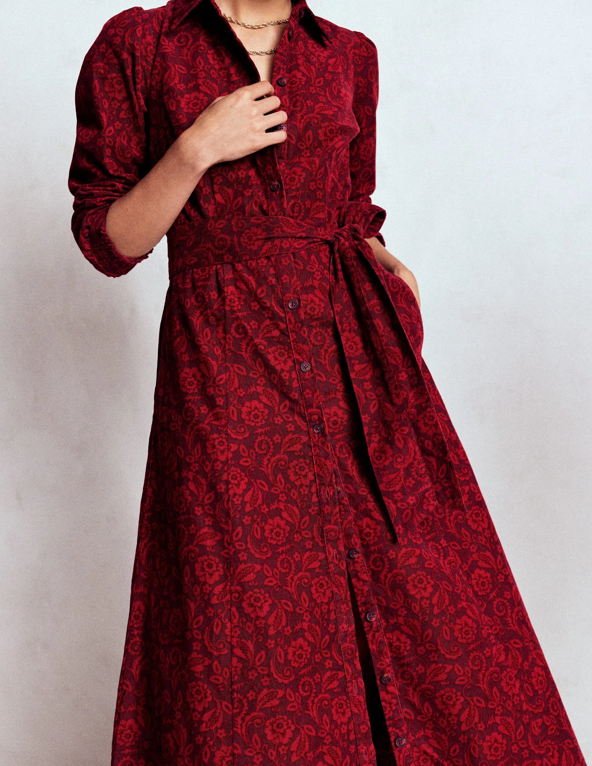 Clara Cord Midi Dress-Red Liquorice, Ornate Flora Street Lamp