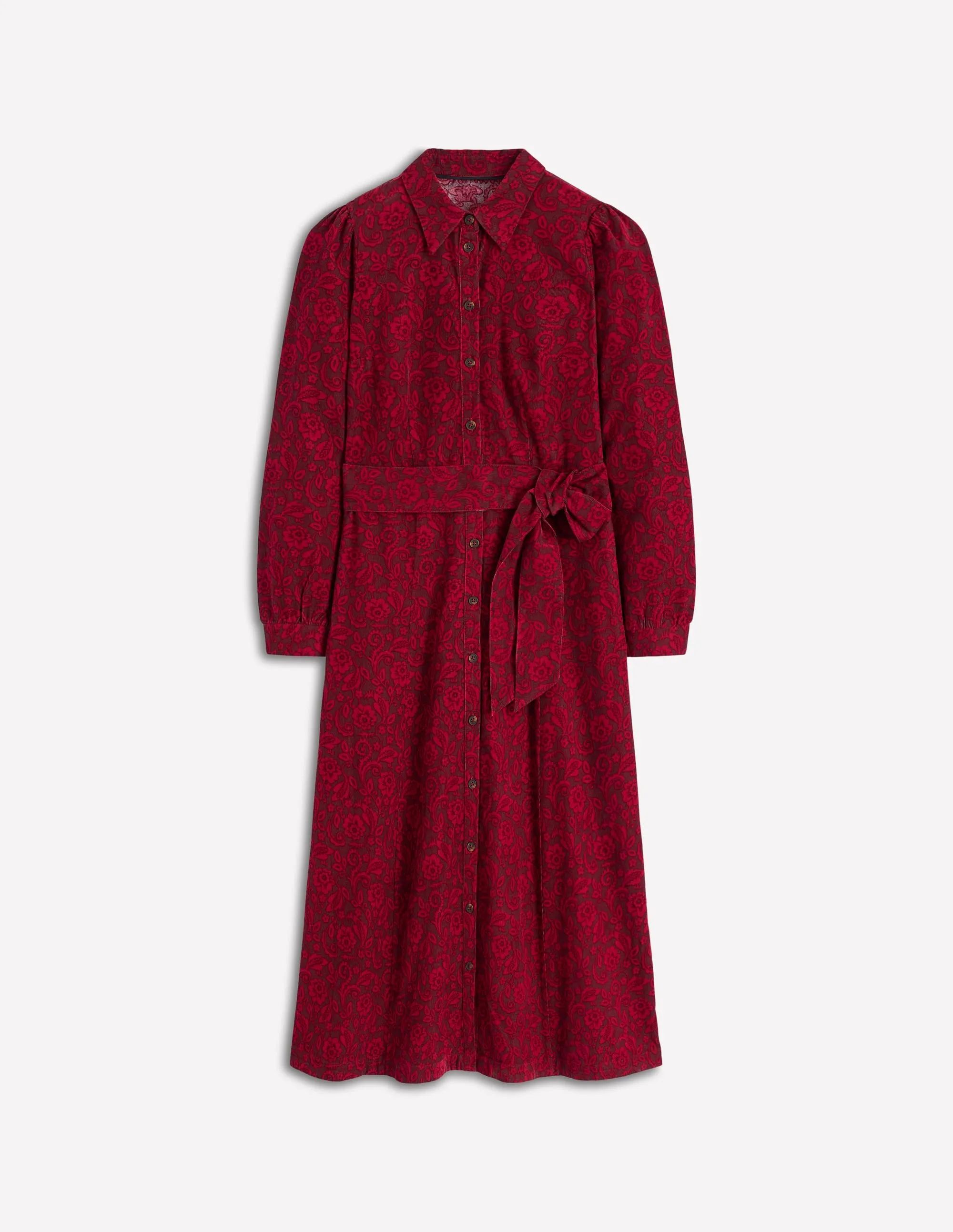 Clara Cord Midi Dress-Red Liquorice, Ornate Flora Gem Shine Relaxed Appearance