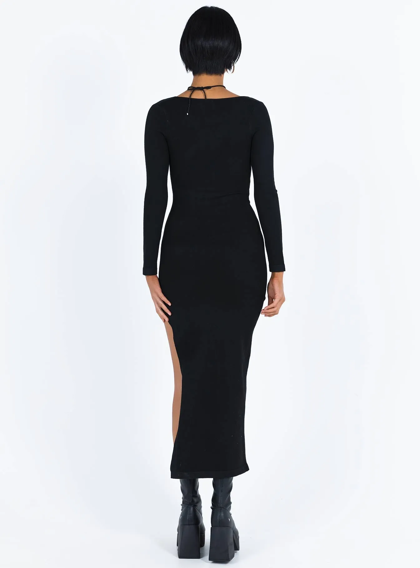 Marple Cut Out Maxi Dress Black Earth Brown