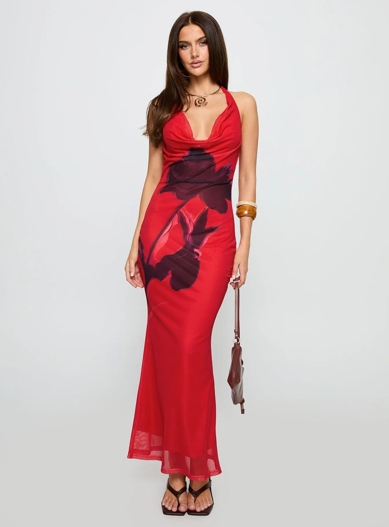 Bittersuite Cowl Maxi Dress Multi embroidery work Linen Drapes