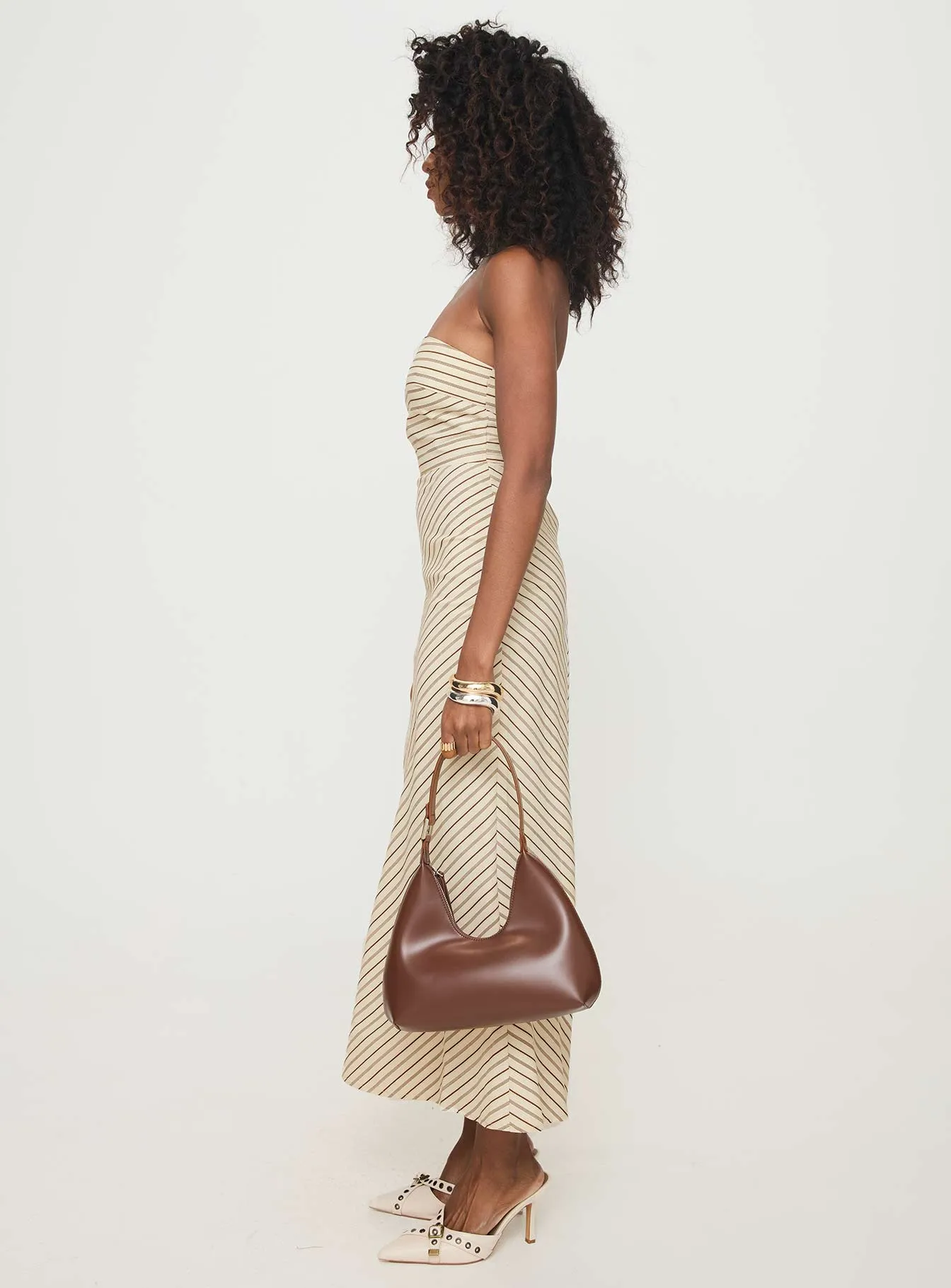 Chrysa Strapless Maxi Dress Beige Coral Glow Morning Mist