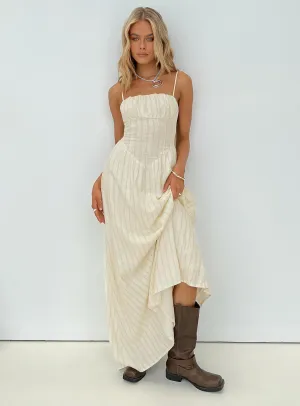 Slow Dance Linen Blend Maxi Dress Cream / Blue Batiste Soft