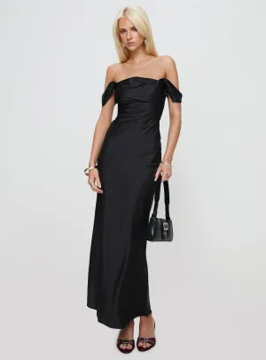 wrap waist Azura Off The Shoulder Maxi Dress Black