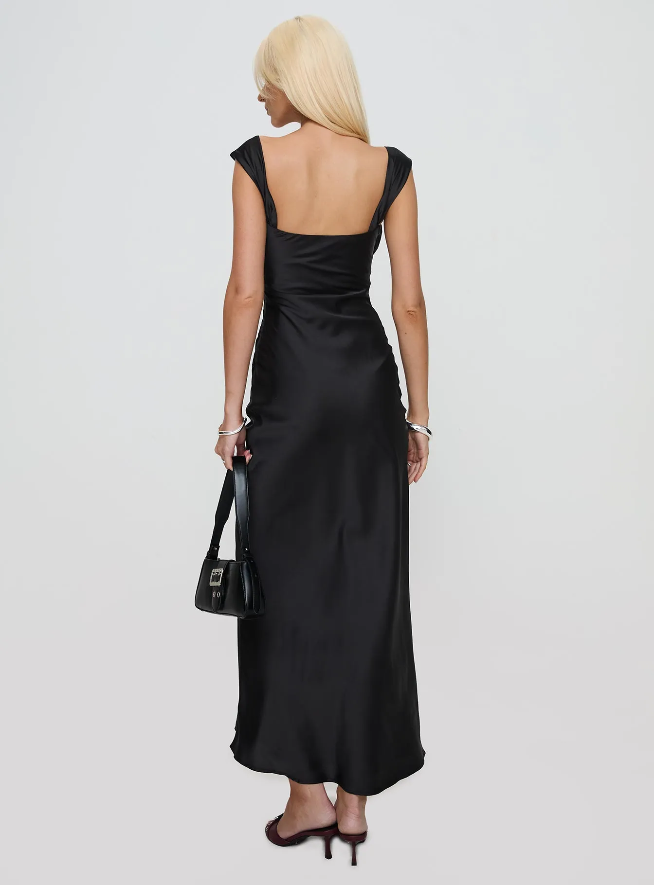 Warm Air Lace Panel Azura Off The Shoulder Maxi Dress Black