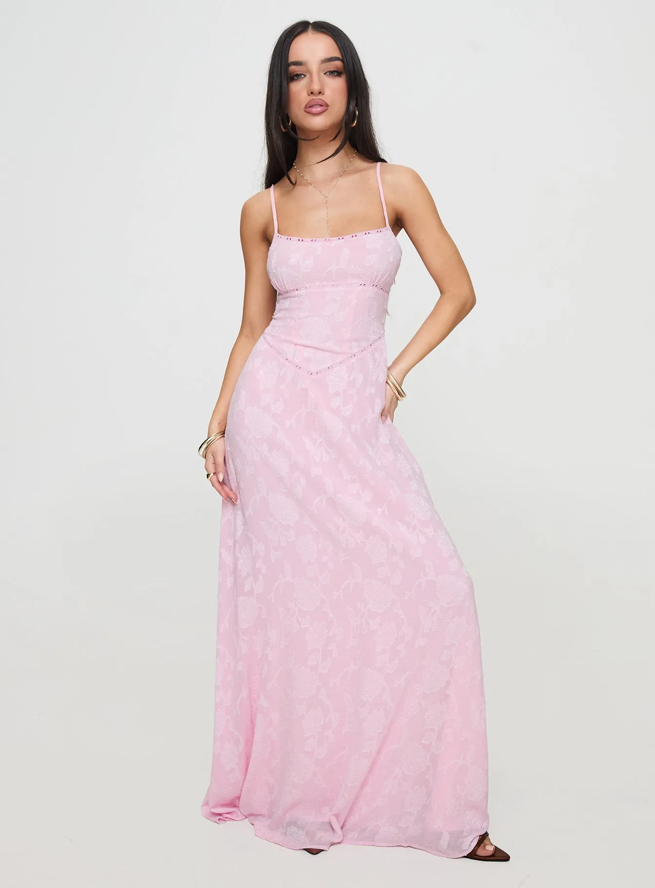 This dress provides the ideal balance of style and comfort making it a wardrobe essential Plaza Glow South Of France Maxi Dress Pink