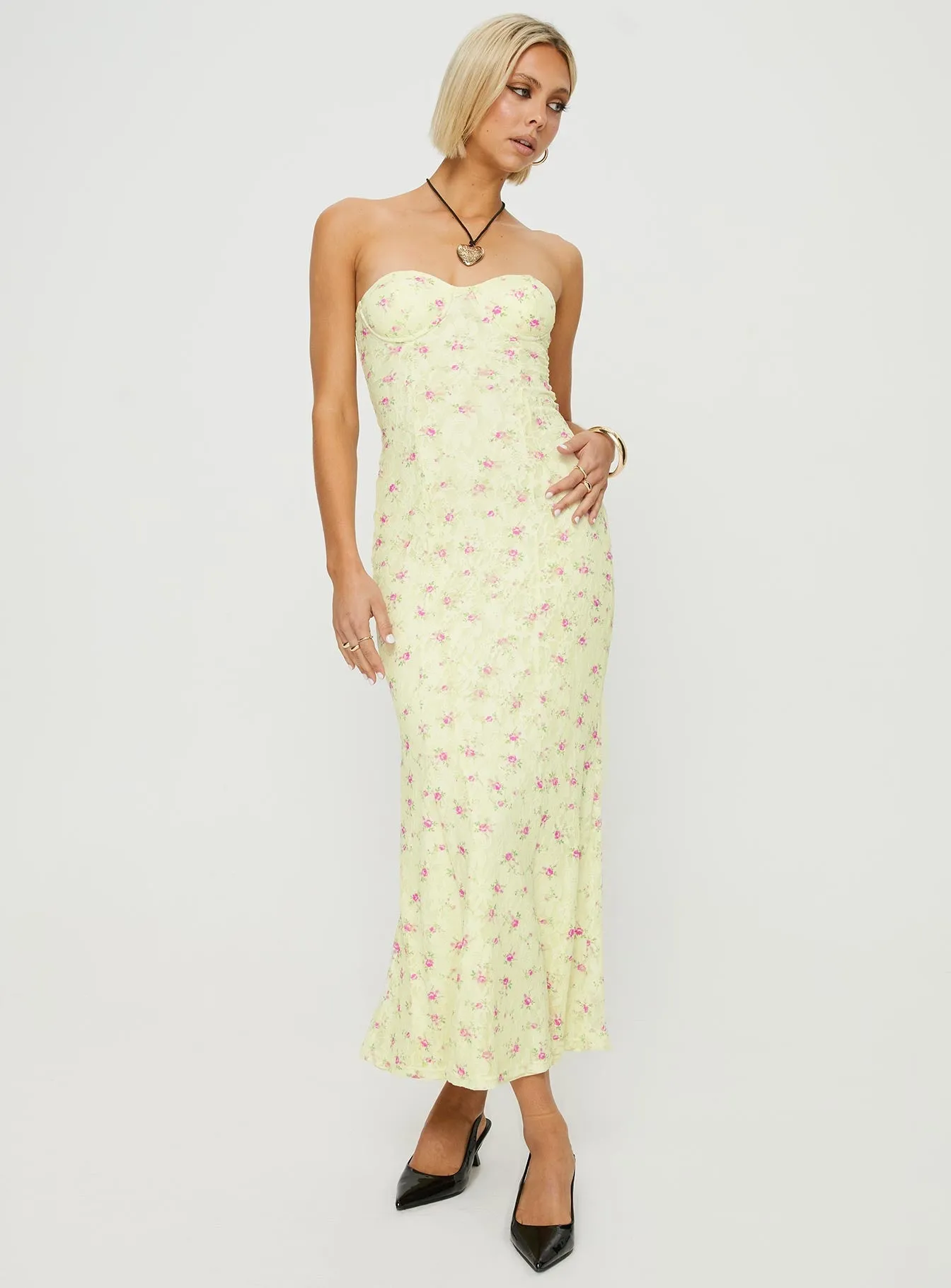 Park Date Demayne Floral Maxi Dress Cream / Pink