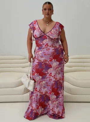 Paris Mood Soleila Maxi Dress Purple Multi Curve