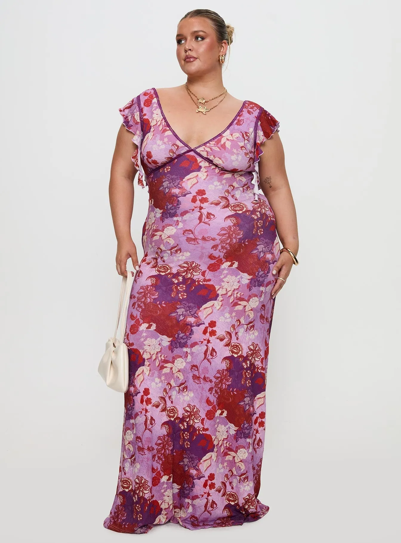 poolside style Soleila Maxi Dress Purple Multi Curve
