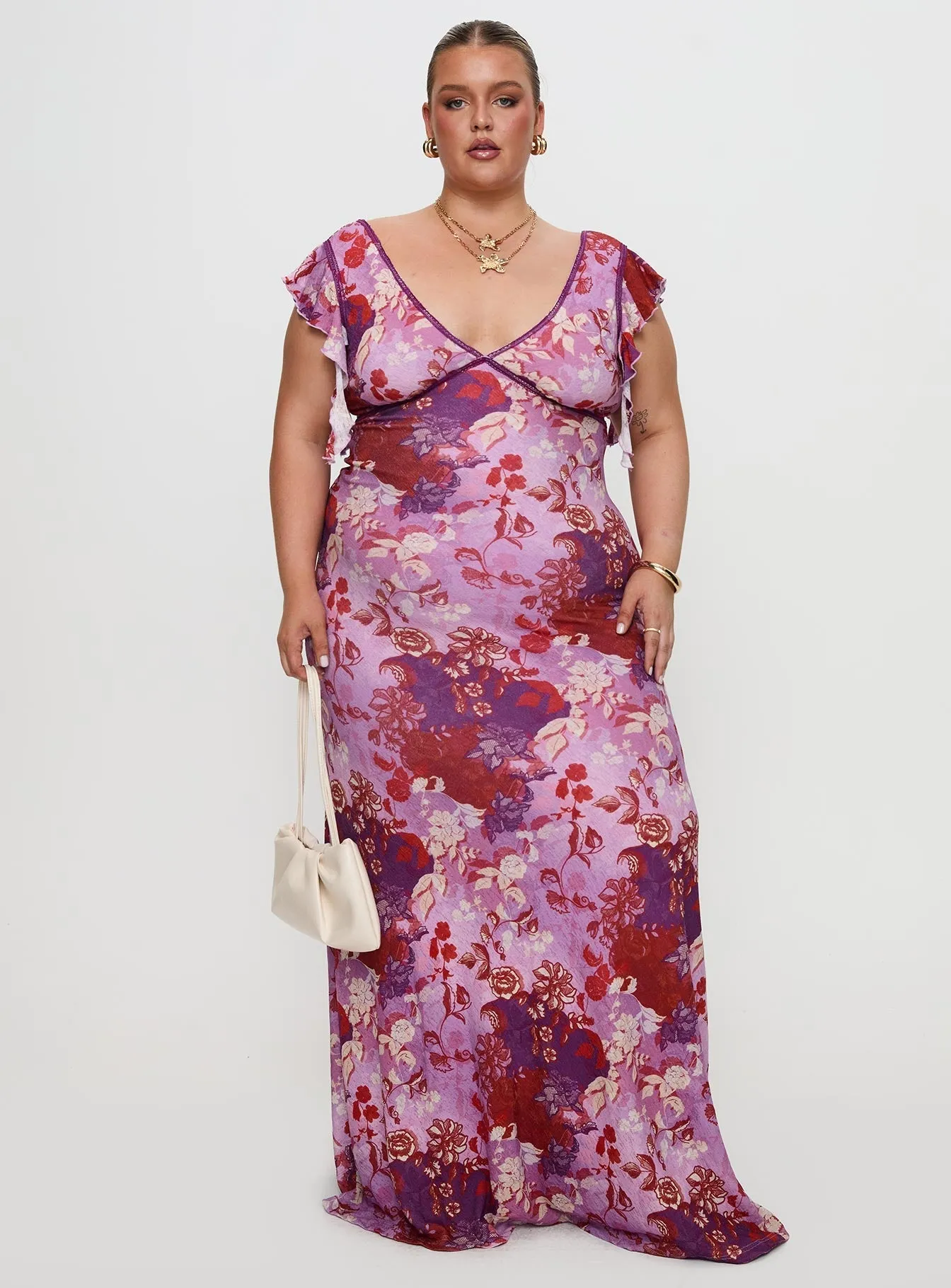 Soleila Maxi Dress Purple Multi Curve Classic long dress Joy Soul