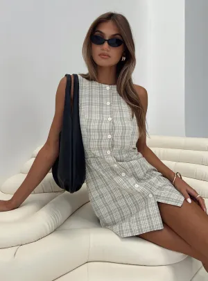 Good Manners Mini Dress Sage Check Trend Warm