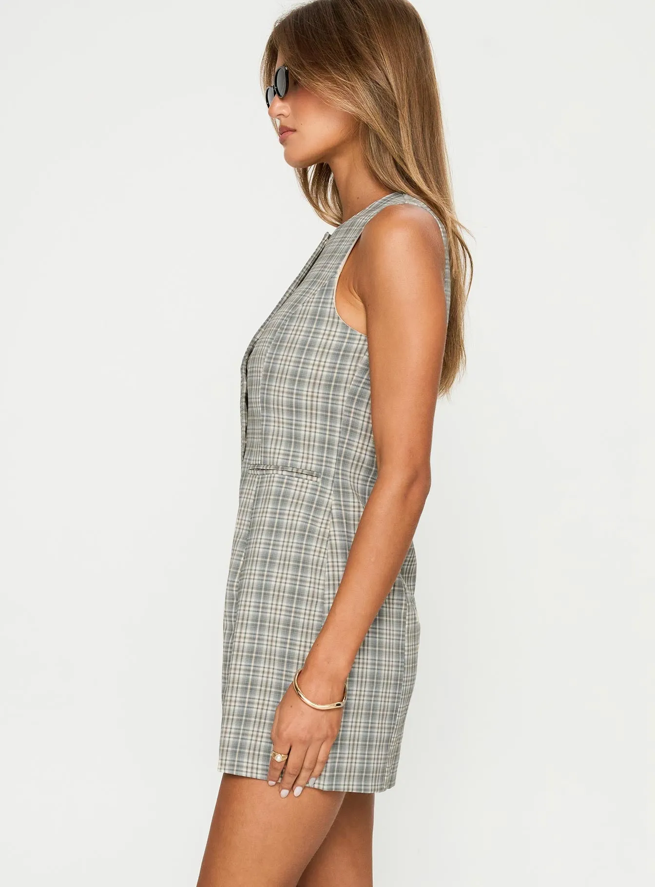 Good Manners Mini Dress Sage Check Look Loud Street Glam