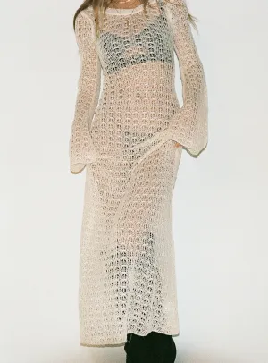 Sunbeam Flow Classic long dress Margarida Crochet Maxi Dress Beige