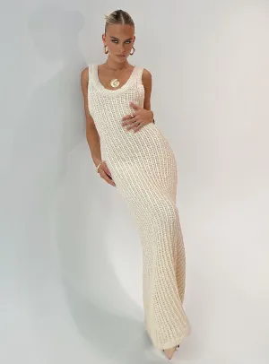 Flare Bottom Layer Art Andiamo Maxi Dress Cream