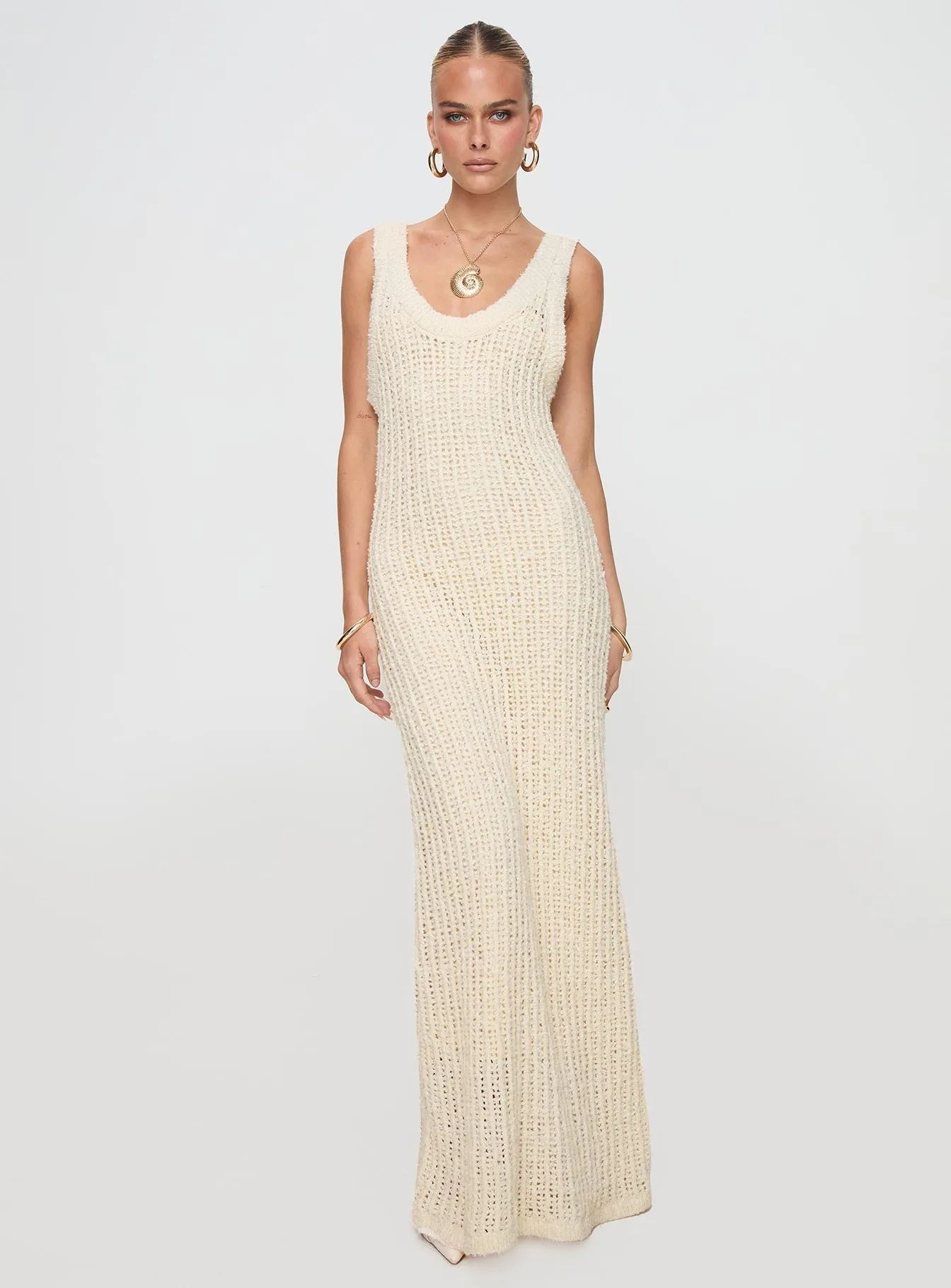 Andiamo Maxi Dress Cream Mermaid Cut Tile Court