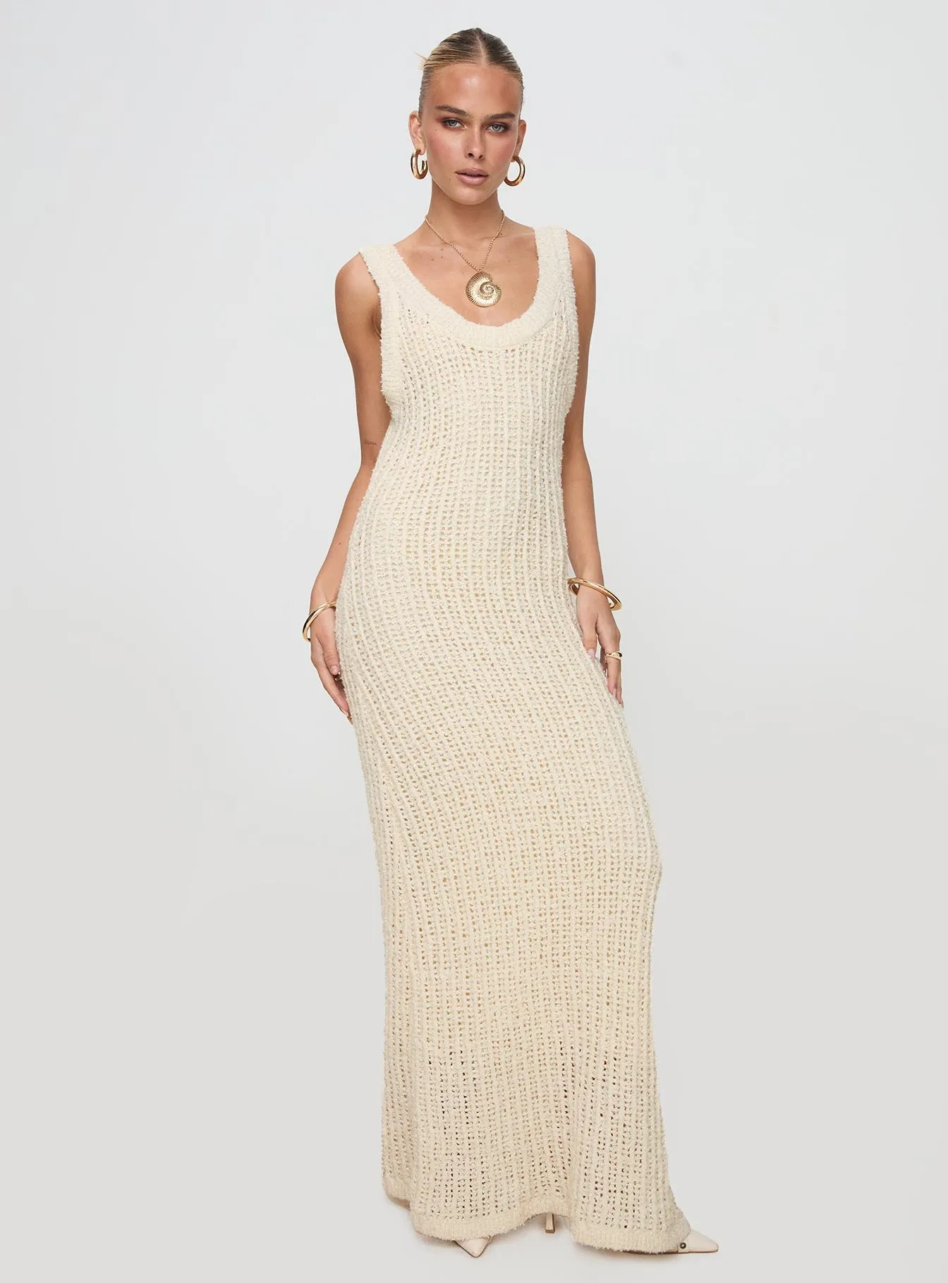 Andiamo Maxi Dress Cream Bloom Arch Mesh Touch