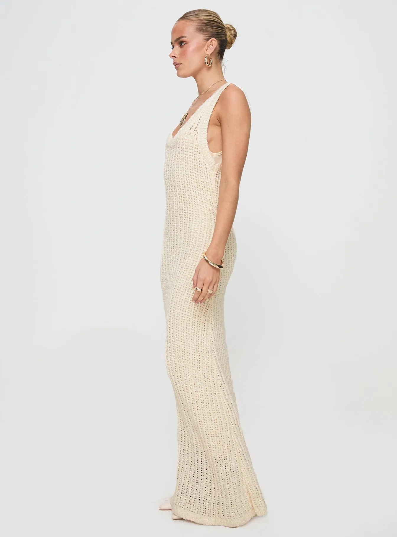 Andiamo Maxi Dress Cream Leaf Dance