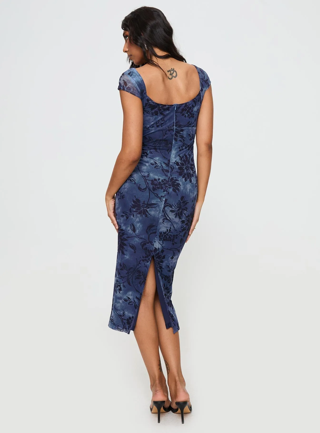 Mesh Glow Derrick Maxi Dress Blue