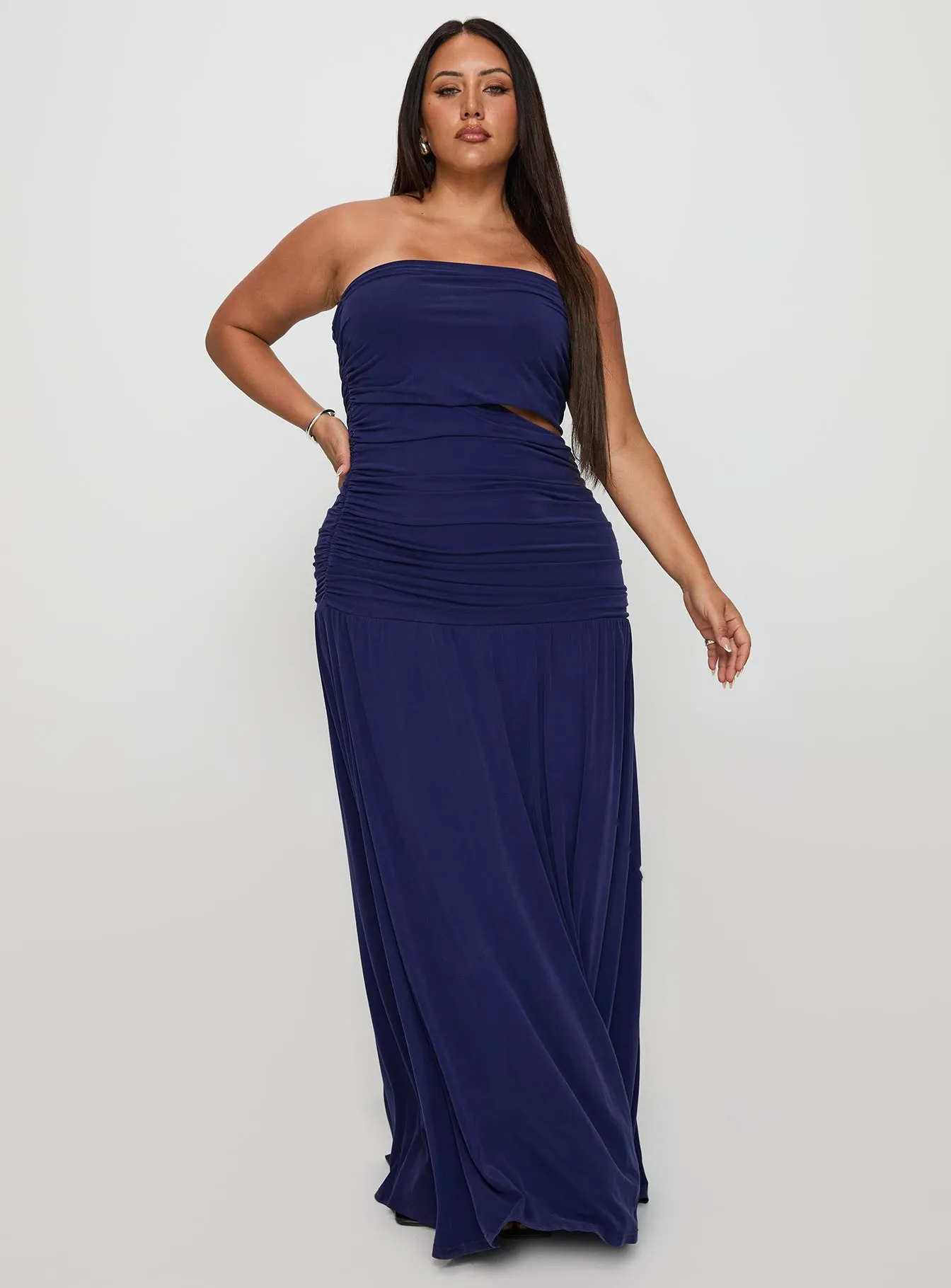 Grandeur Strapless Maxi Dress Navy Curve Night Glow