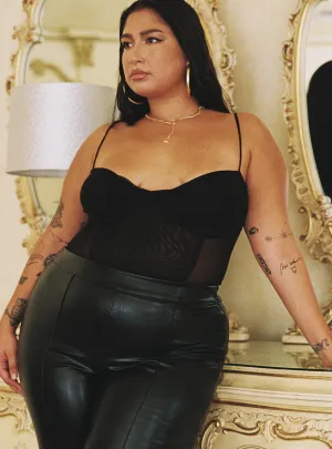 Dagallo Mesh Bodysuit Black Curve Fancy Chic