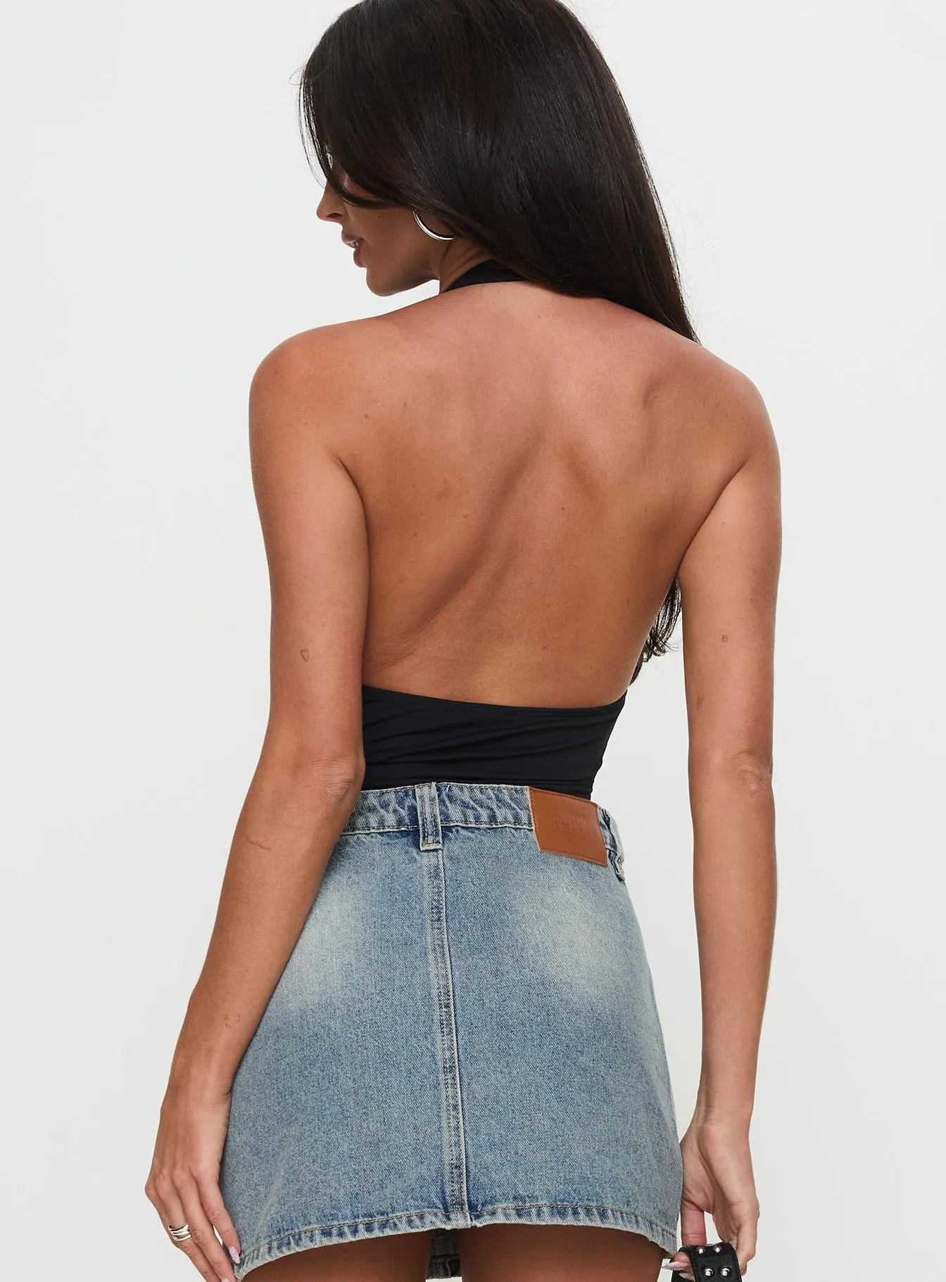 Two Summers Plunge Neck Bodysuit Black Stylish Indoor Luxury Date