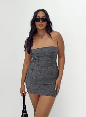 Stretch Fit Design Bold Twist Henty Strapless Mini Dress Grey