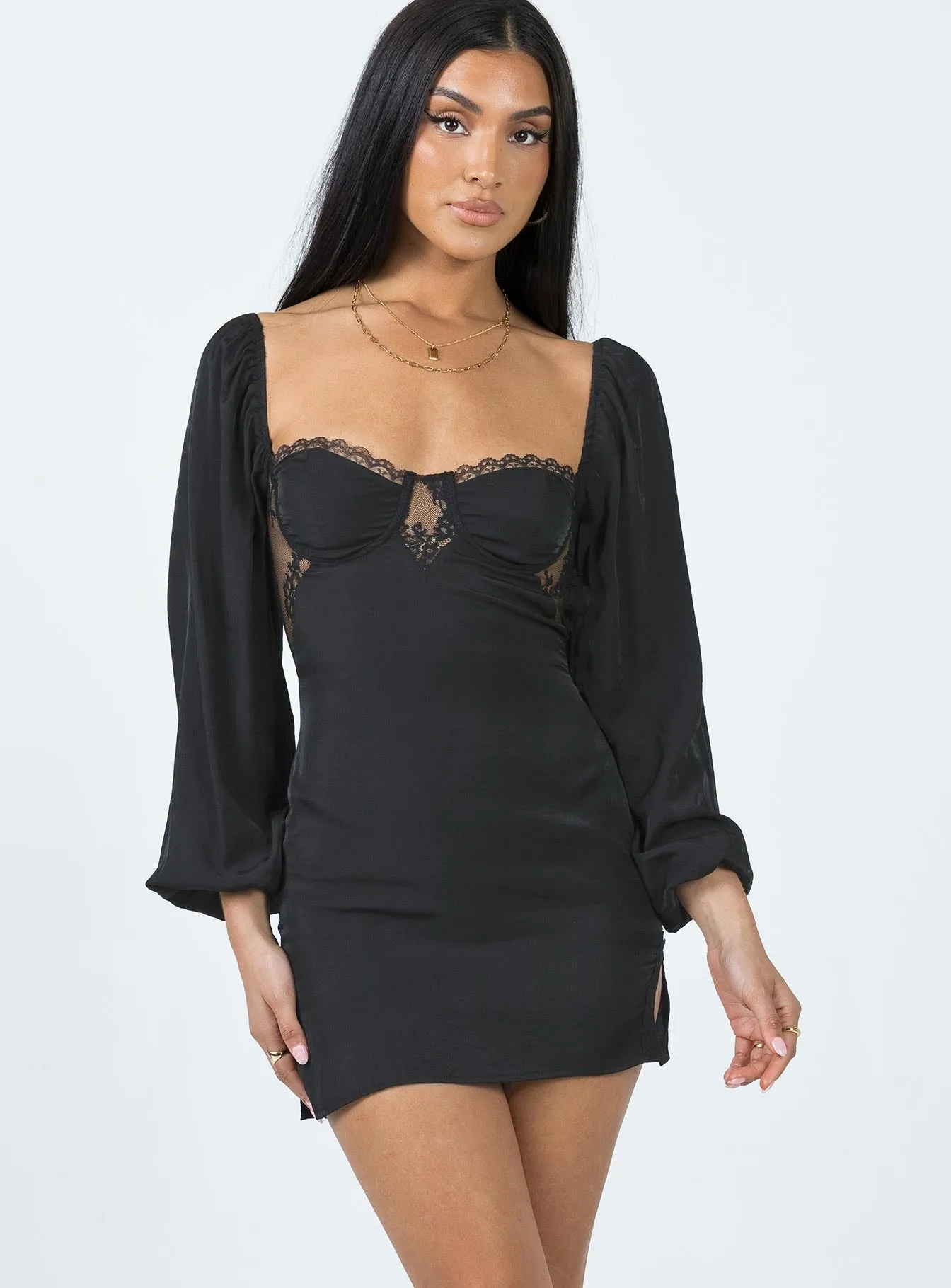 Bright Beat Party Vibe Teyana Mini Dress Black