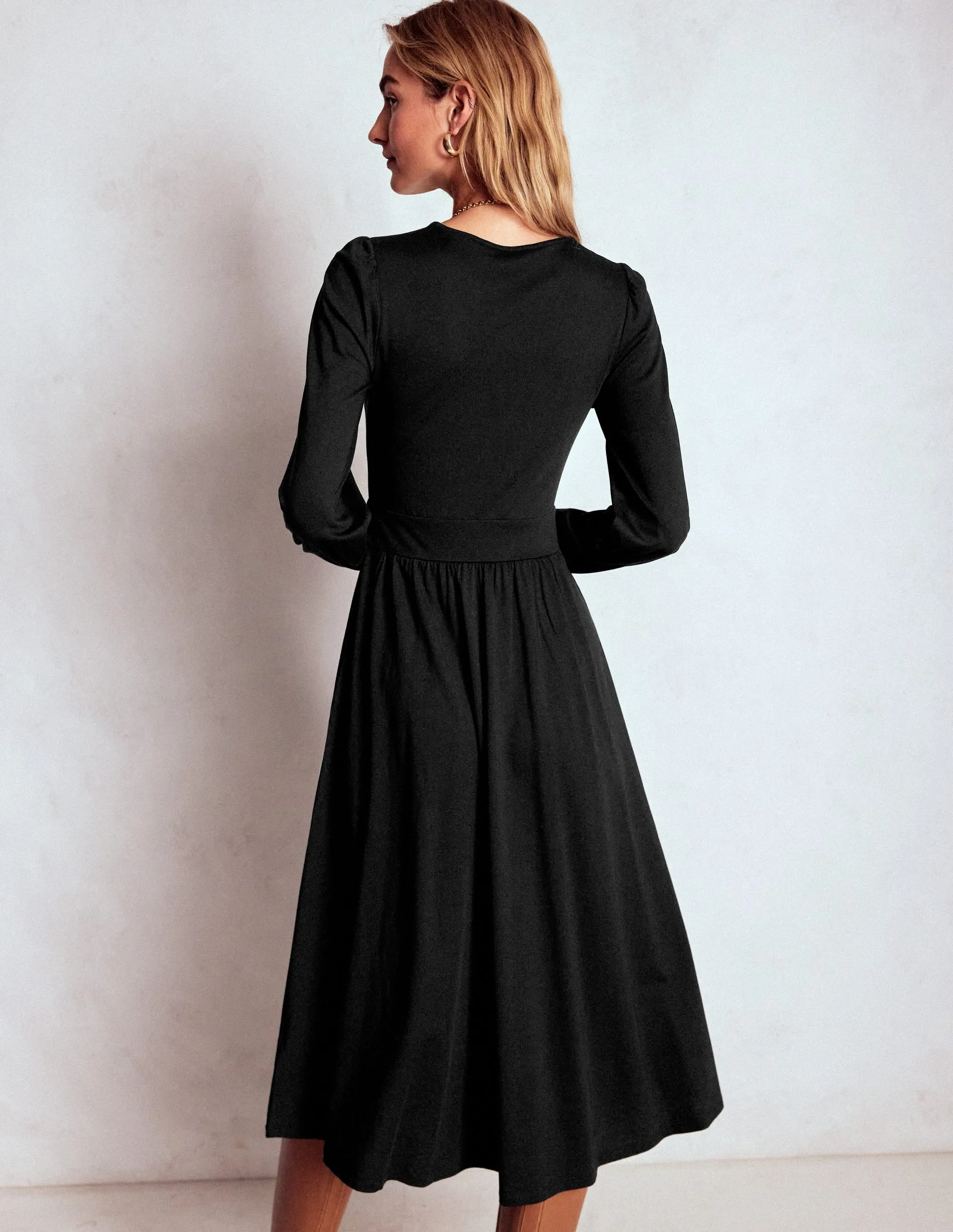 Bamboo Path Alexandra Jersey Midi Dress-Black