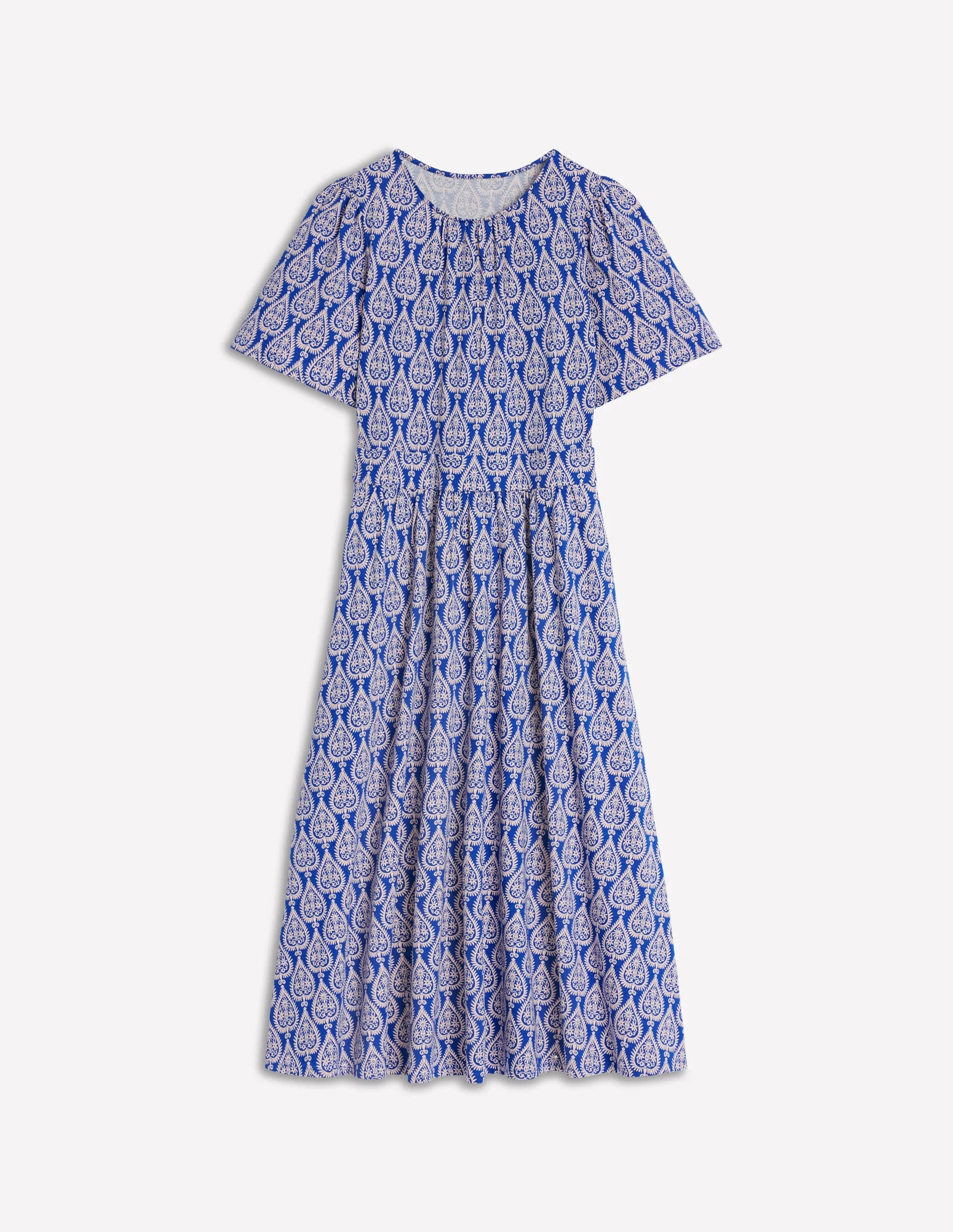 Louisa Jersey Midi Dress-Bright Blue, Ornate Geo City Friendly Comfortable formal midi