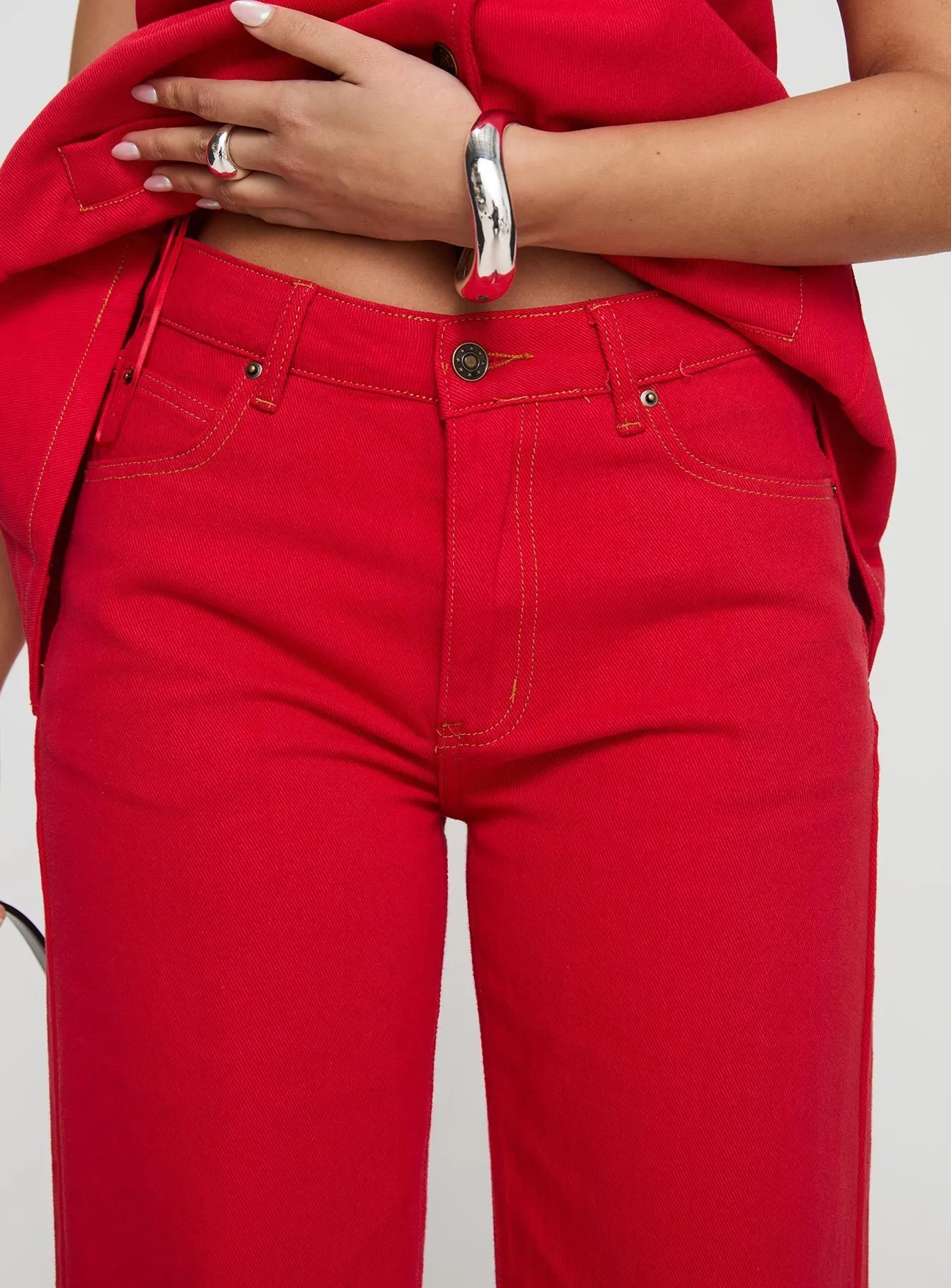 Top Model Jeans Red Long Wear