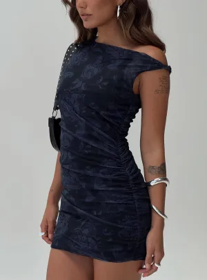 Cadzow Mini Dress Navy Modern mini dress with sleeves Flattering bodycon mini