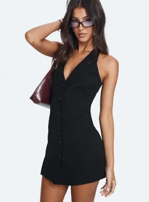 Vyxen Halter Mini Dress Black Flexible Waistband