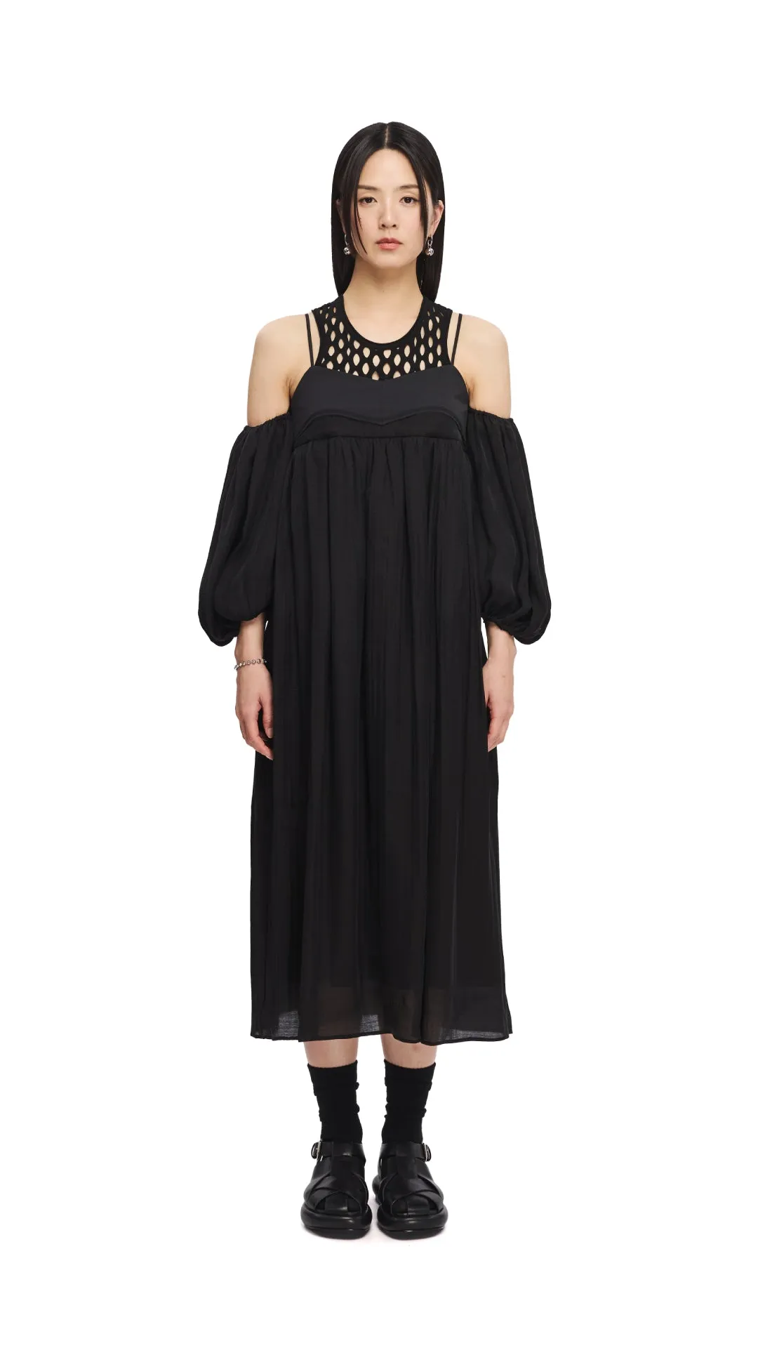 SlipResistantWaistband Cold Shoulder Dress