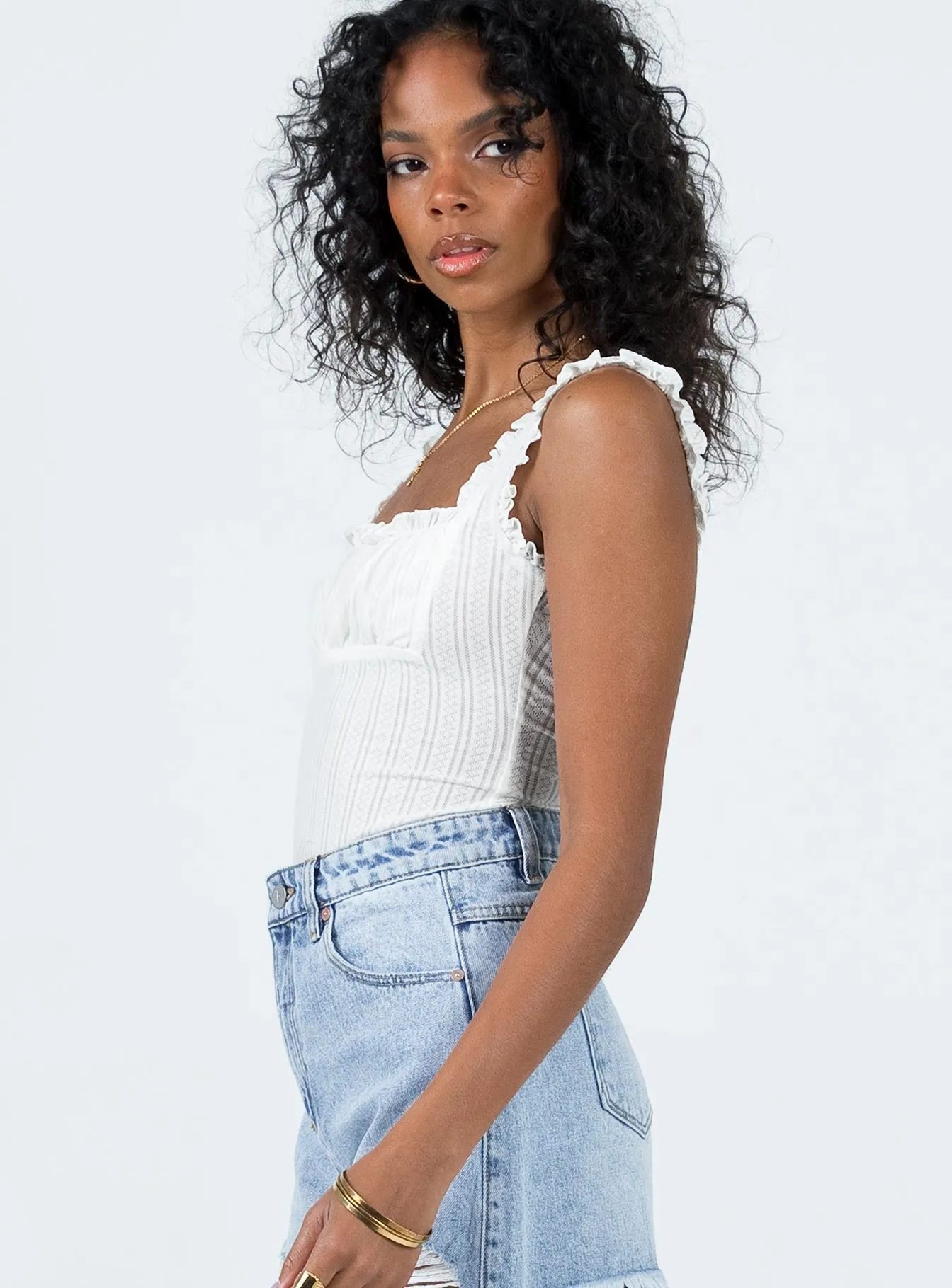 Farrand Pointelle Bodysuit Ivory Cozy Dancer Urban Stylish
