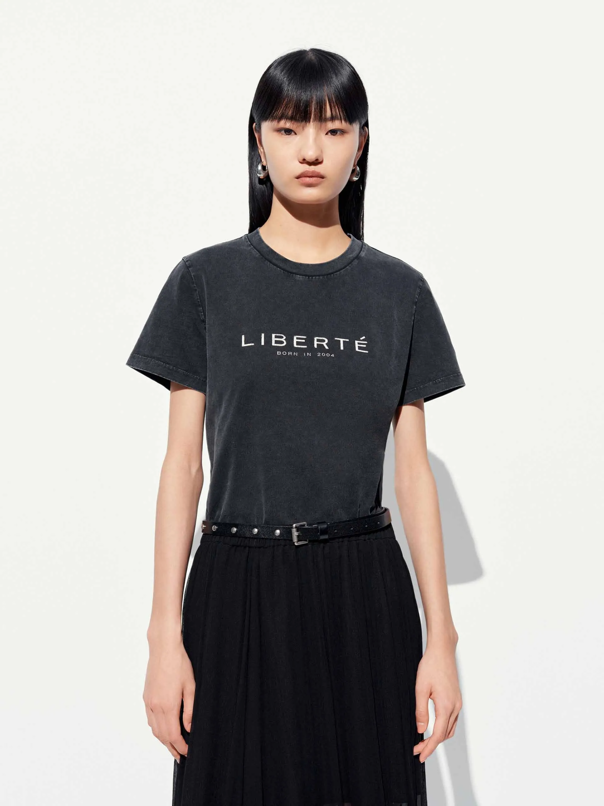 UVProtectionFinish Cozy Layer Cotton Round Neck Letter T-shirt