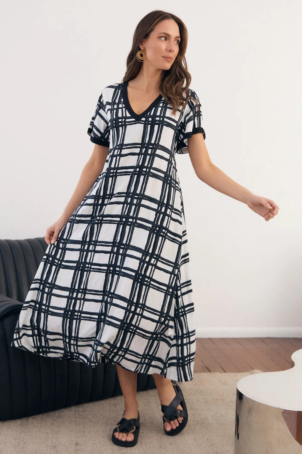 Tamryn Dress in Check It Out Earth Smell