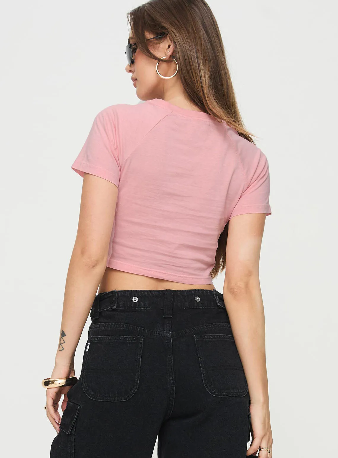 Minimalist Stitching Smart Design Nevada Strip Baby Tee Pink