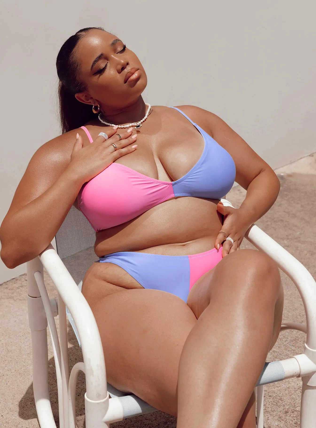 Durable Strap Anchors Rachel Bikini Bottoms Blue/Pink Curve