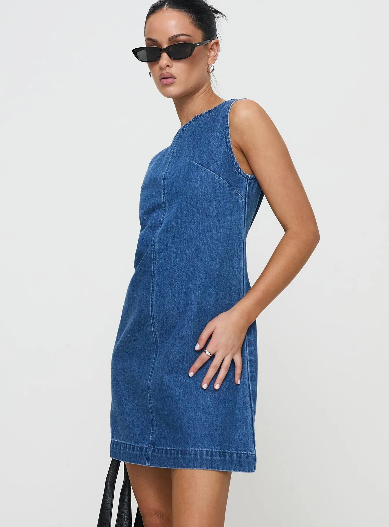 Flirty Fit Light Star Corteze Denim Mini Dress Blue