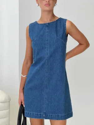 Perfect For Summer Youthful Look Corteze Denim Mini Dress Blue