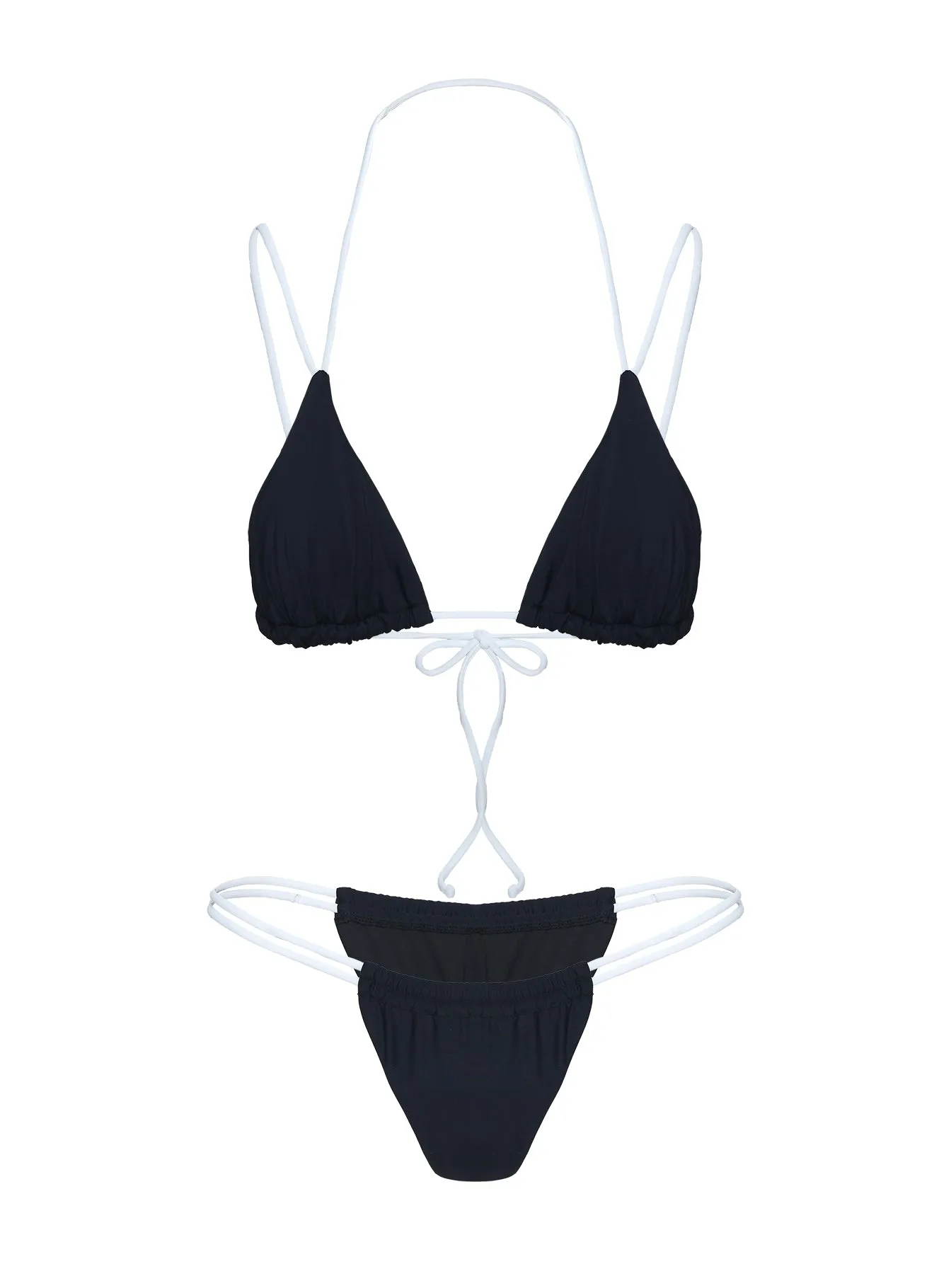 Recycled Material Blend Desiree Triangle Bikini Top Black / White