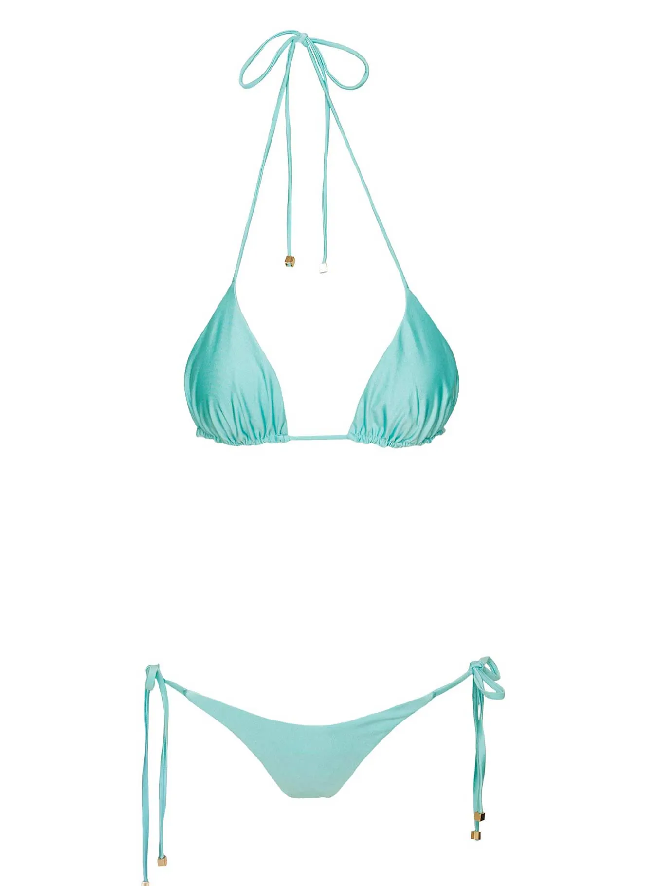 Non Irritating Tags Four Way Stretch Fabric Glora Tie Side Shine Bikini Bottom Turquoise