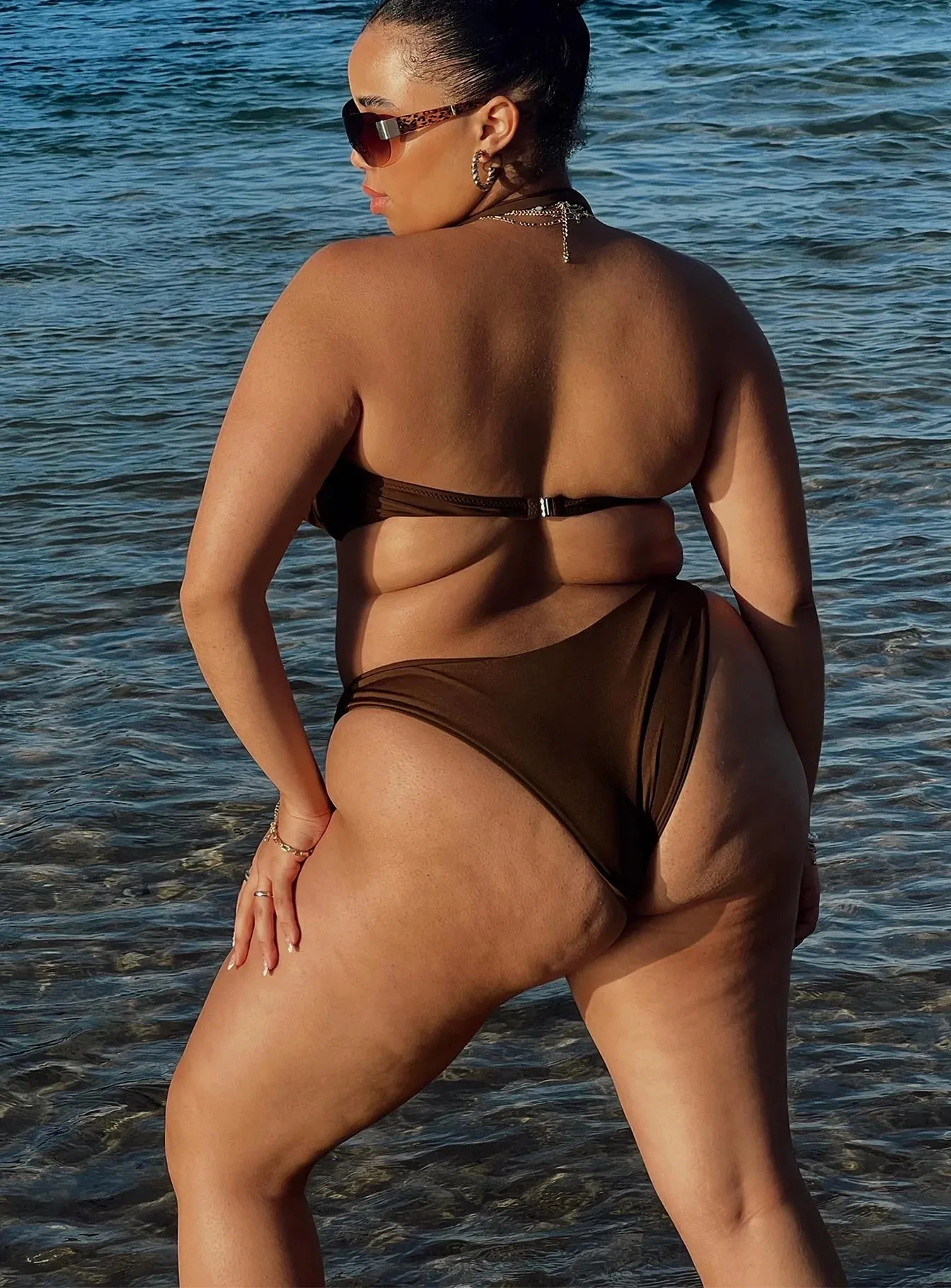 Double Layered Cups Olivia Bikini Bottoms Brown Curve