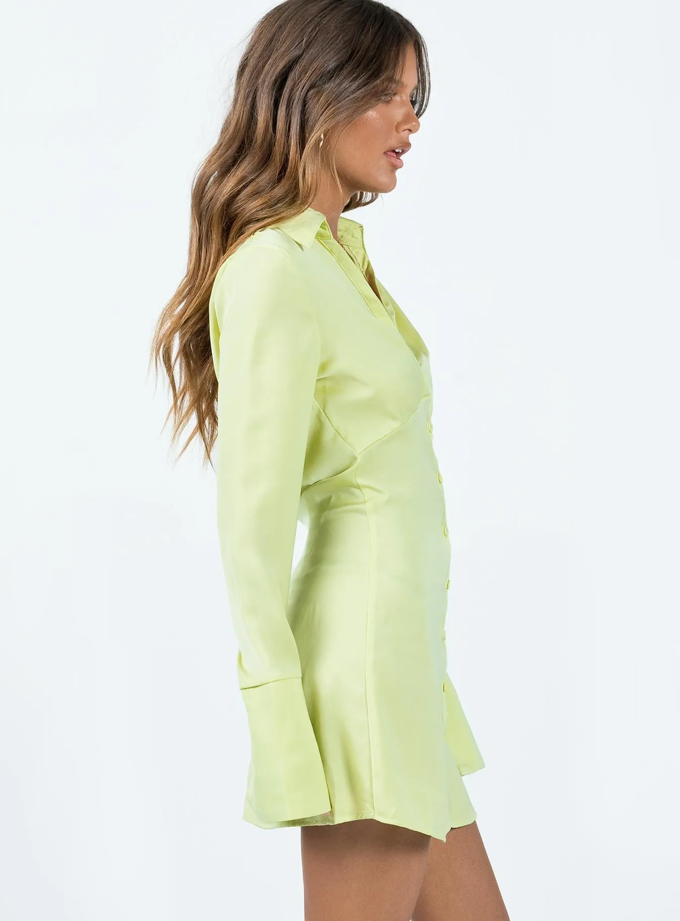 Shine Star Posy Long Sleeve Mini Dress Green