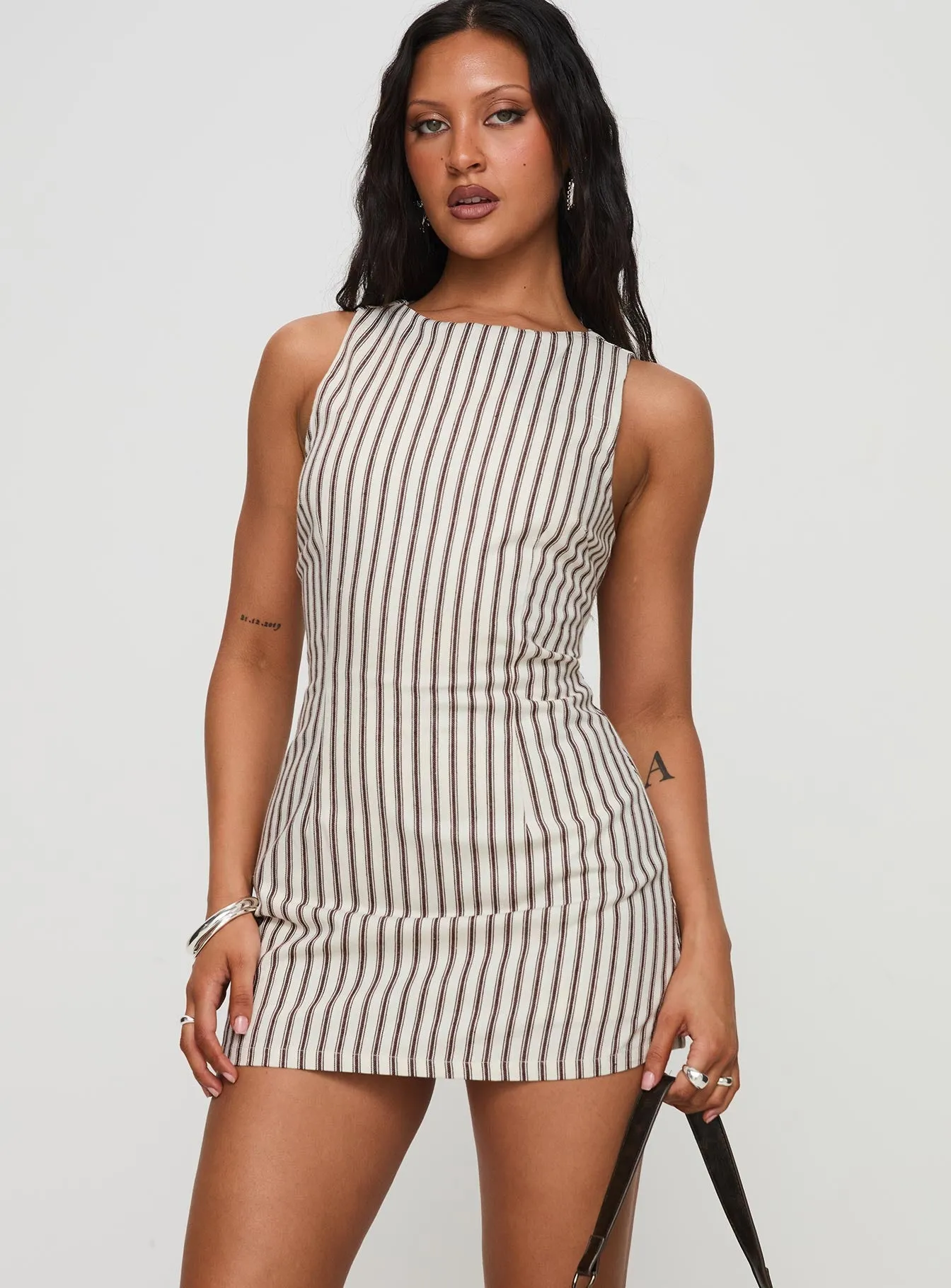 Youthful Chic Yumiko Romper Brown Stripe