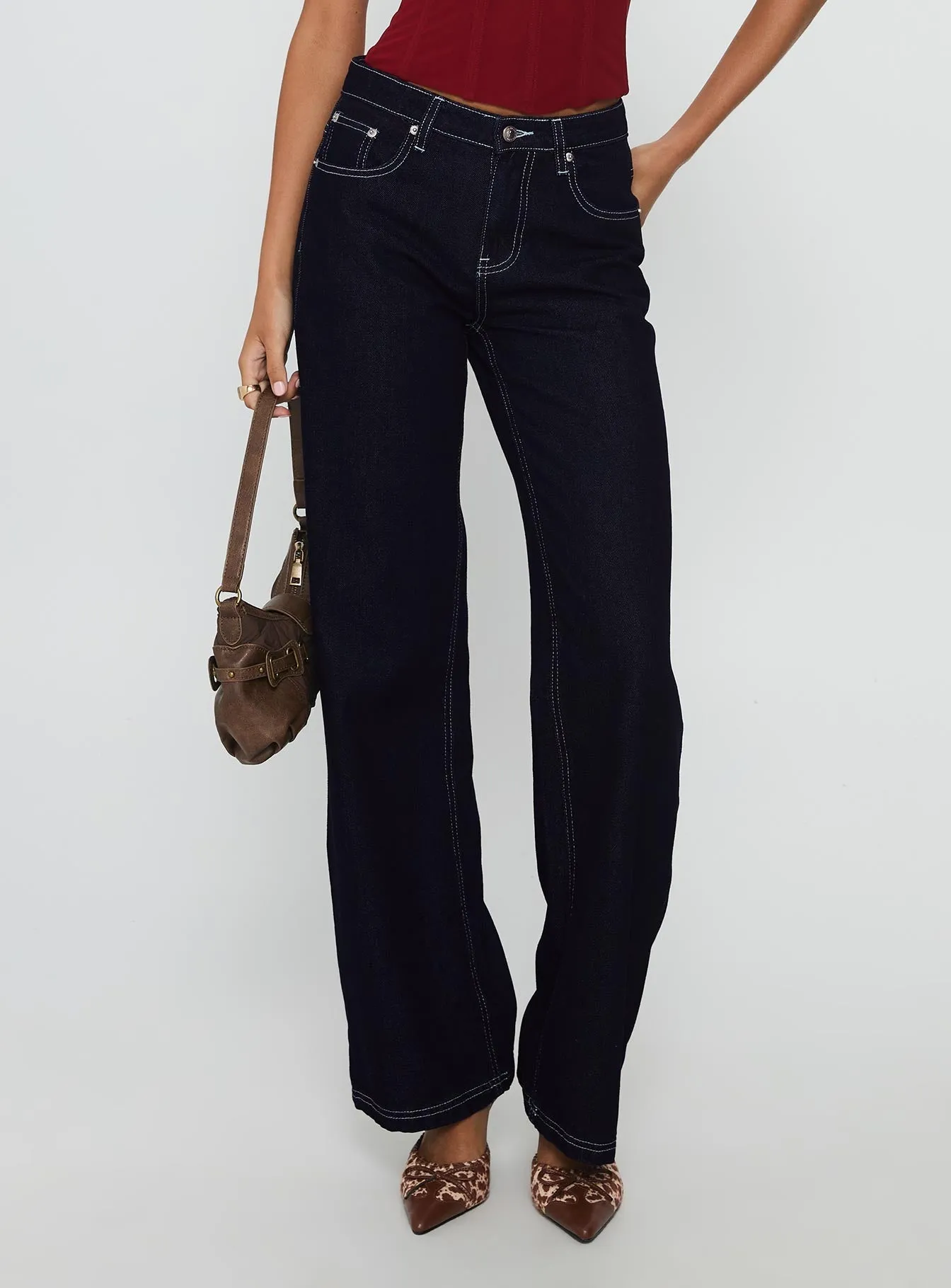 Everlong Mid Rise Straight Leg Jeans Indigo Wash Urban appeal