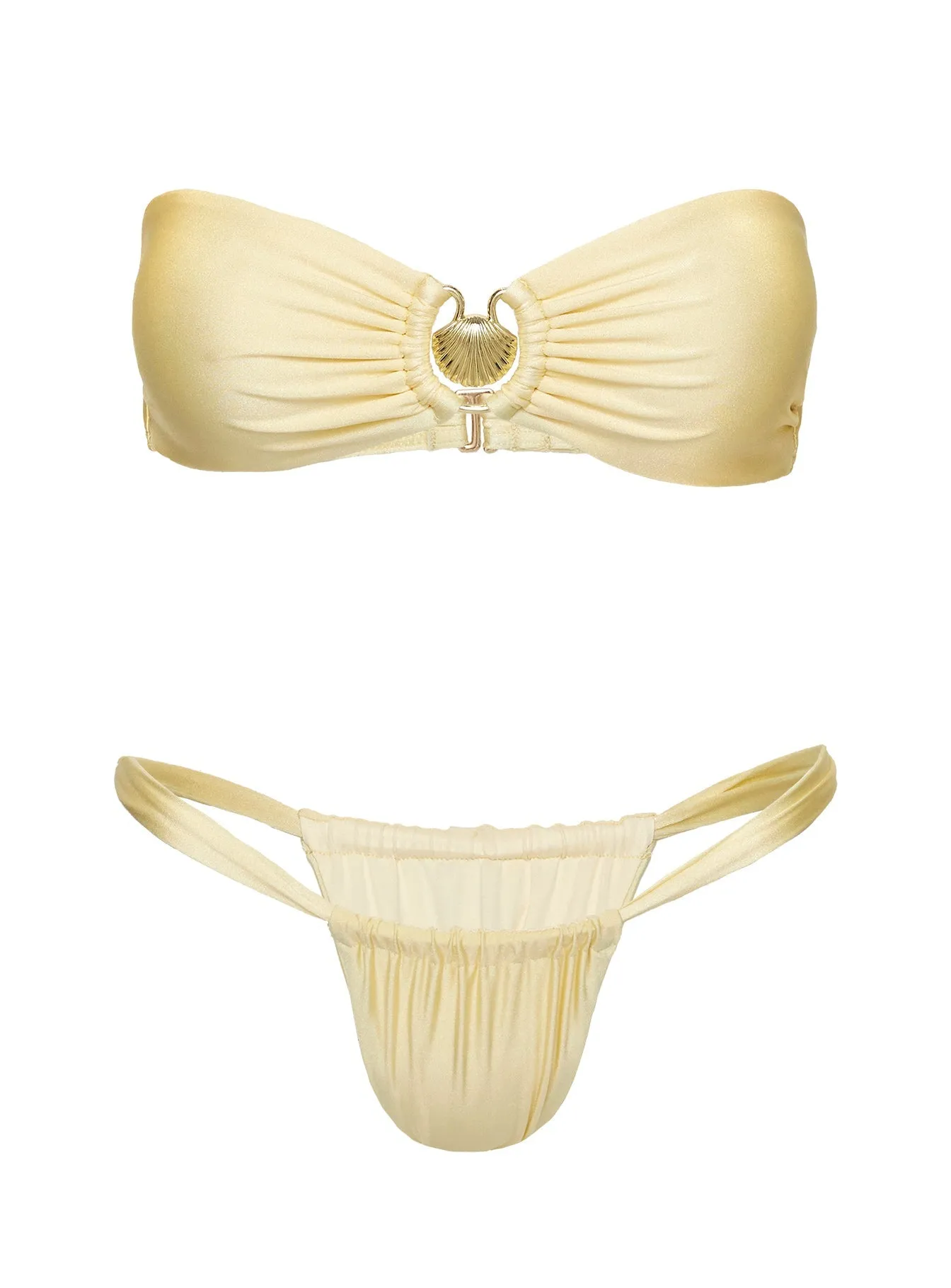 Lightweight Layering UPF Rated Fabric Ocean Drive Shine Bandeau Top Lemon