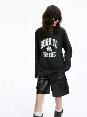 Long Sleeve Letter Print T-shirt Street Smart