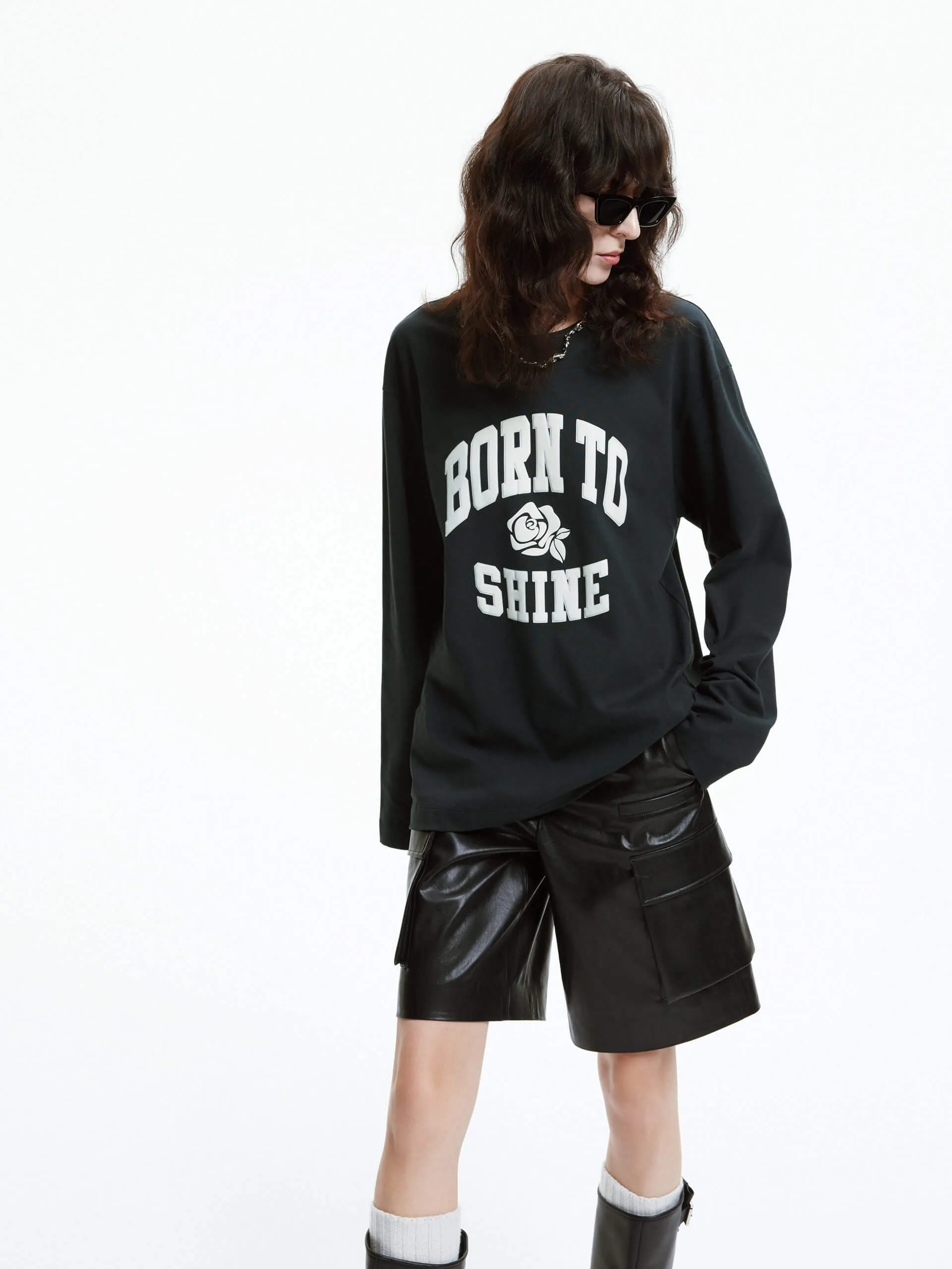 Long Sleeve Letter Print T-shirt Street Smart